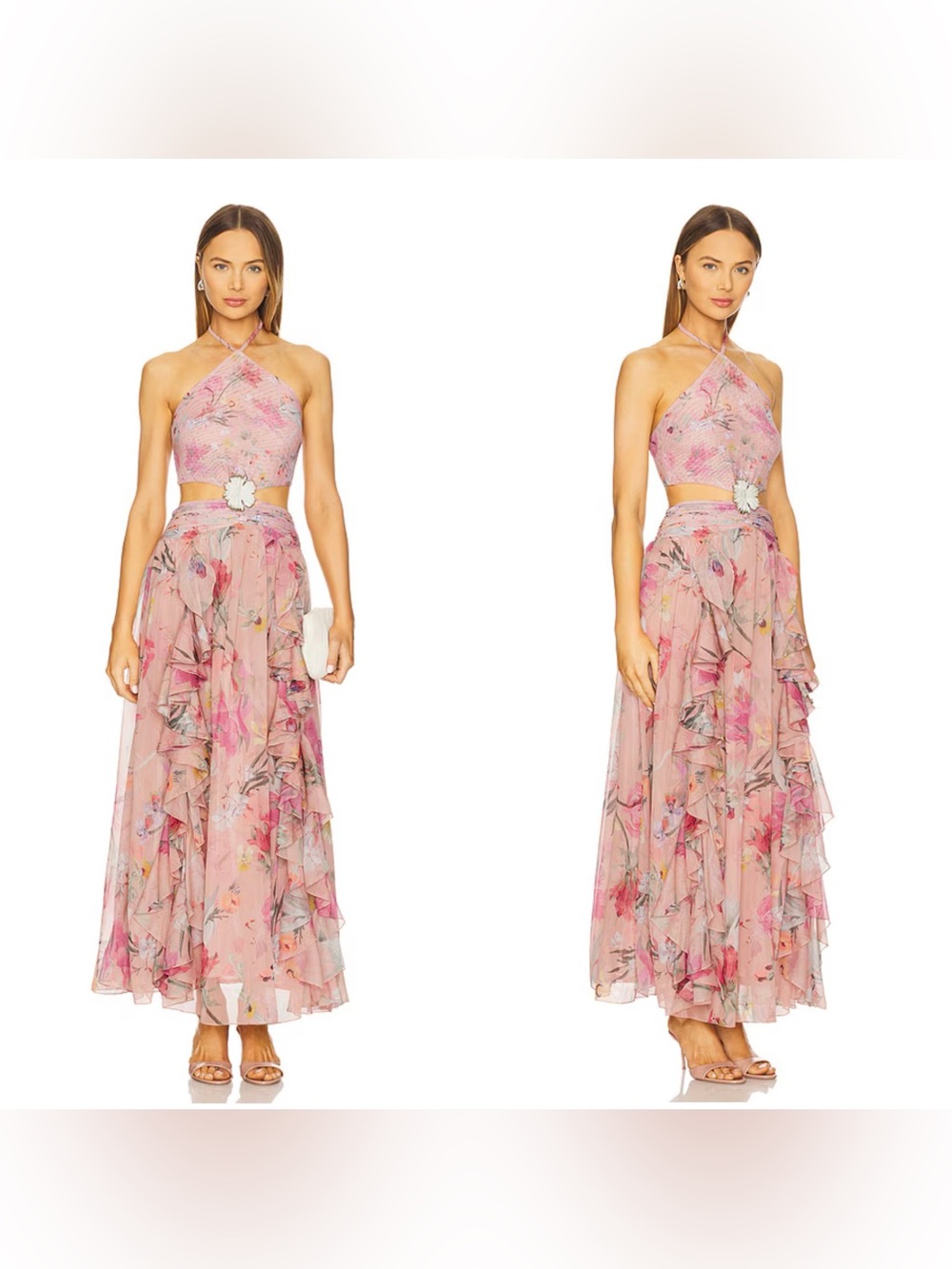 NWT PatBO Lily Flower Maxi Dress in Orange